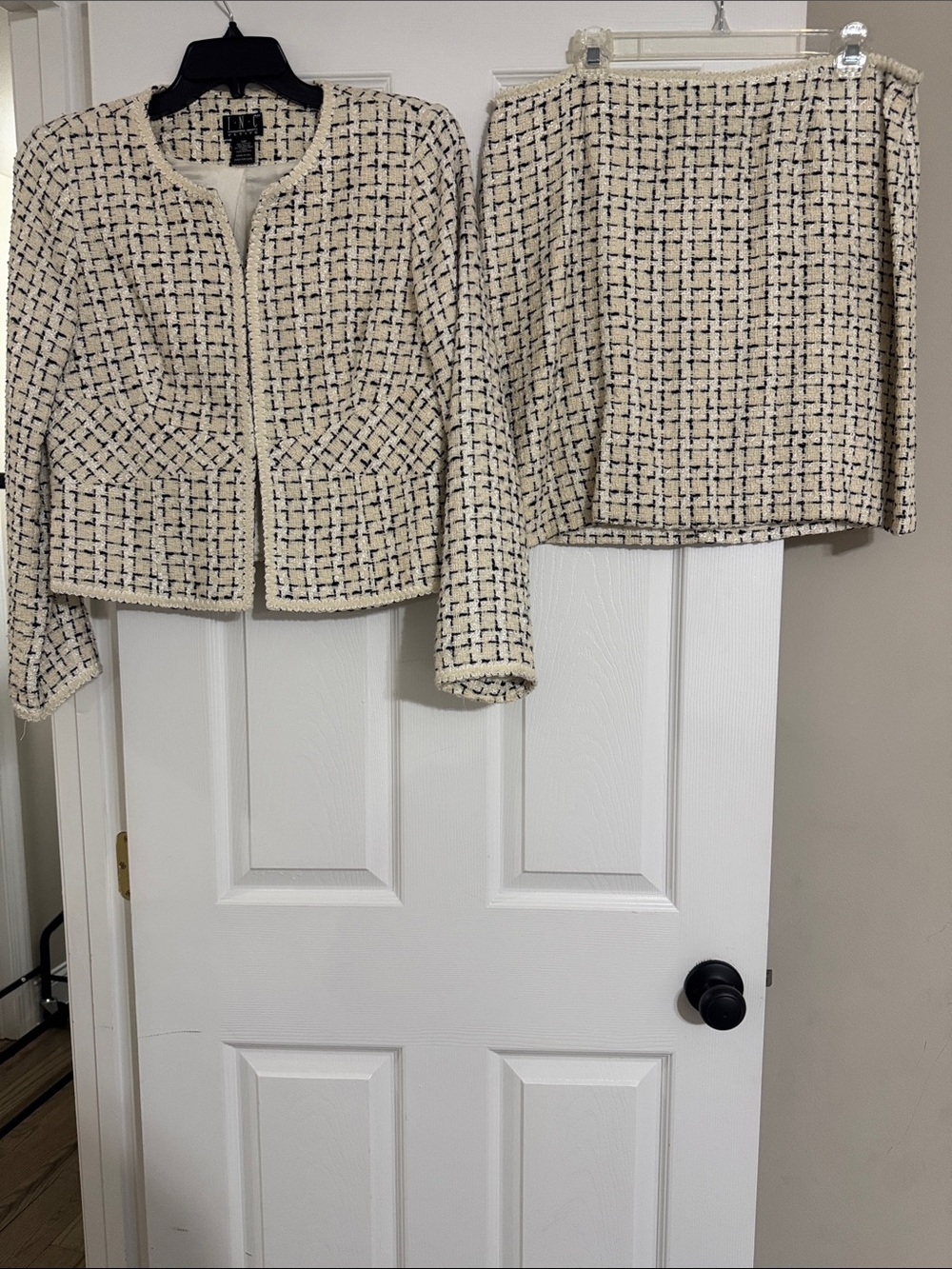 Inc Classic Ivory Tweed Jacket & Skirt Set